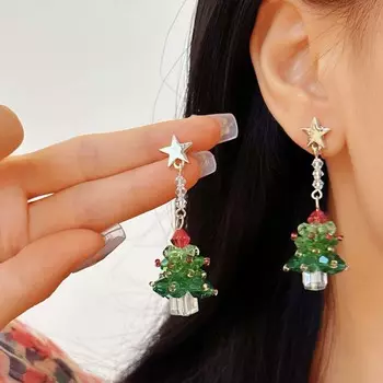 Новая звезда рождественская елка хрустальные бусины подвеска серьги мода изысканный джокер рождественские серьги подарок как