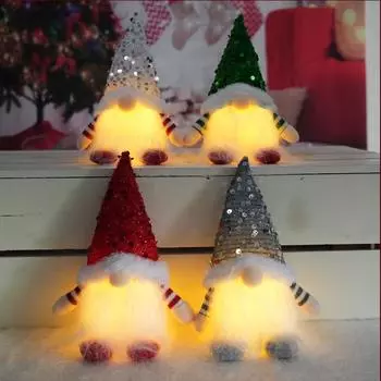 Новейшая 4-1 шт Рождественская кукла Эльф Гном со светодиодной подсветкой Рождественские украшения для дома Рождество Навидад Новогодние детские подарки 2025 1PC красный