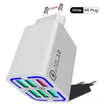 Новейшая 50-ваттная двойная зарядная станция USB C — одновременная зарядка 6 устройств для iPhone/Samsung/iPad, удобный для путешествий дизайн KR White