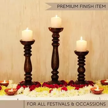 Новейшая деревянная подставка для свечей с 3 бесплатными свечами для украшения дома и стола. Лучший подарок ручной работы на Рождество