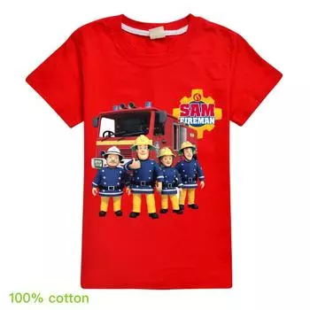 Новейшая детская летняя одежда Fireman Sam Camiseta для мальчиков, топы с коротким рукавом для маленьких девочек, футболки Pure для детей 100CM