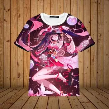 Новейшая игра Honkai Star Rail Himeko Sparkle Print T-shirts 3D Мужская/Женская повседневная футболка с коротким рукавом Детский топ свободного покроя Уличная одежда S белый