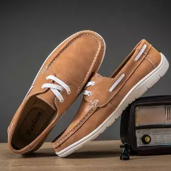 Новейшая классическая однотонная мужская обувь Boat Shoes Brand Leather Loafers Mens Slip On&Amp;Повседневная обувь на шнуровке для мужчин Дышащая ленивая обувь Мода 40