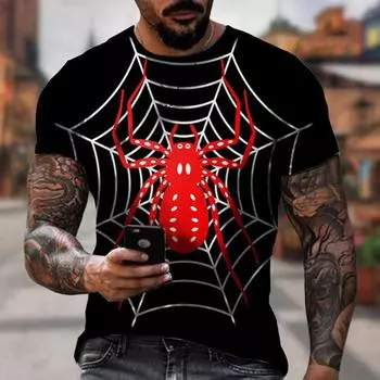 Новейшая модная футболка Casaul Funny Spider Web 3D Printed S