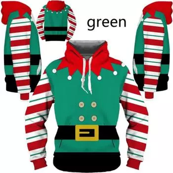 Новейшая модная рождественская 3d толстовка с капюшоном с забавным животным принтом, пуловер для косплея, хип-хоп, толстовка с Санта-Клаусом S