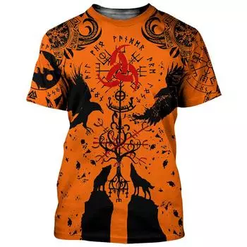 Новейшая мужская футболка с принтом в стиле викингов Harajuku на 3D-принте, летняя модная уличная одежда с круглым вырезом и коротким рукавом, спортивный топ S