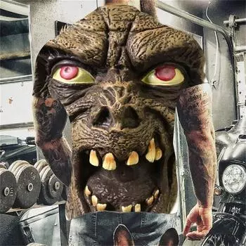 Новейшая мужская футболка с рисунком ужасов, свободные футболки с принтом призрака и зомби по всему телу, забавные футболки для мужчин, топы, одежда S