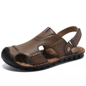 Новейшая мужская летняя обувь из натуральной коровьей кожи, мужские сандалии, высококачественная дышащая обувь для отдыха на природе, мужские роскошные сандалии, обувь для ходьбы 44
