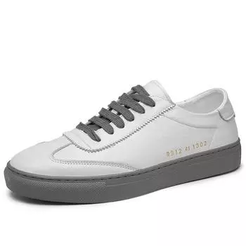 Новейшая мужская обувь из натуральной кожи, повседневная обувь на шнуровке, мужские кроссовки белого цвета для ходьбы, модная мужская удобная обувь ручной работы на плоской подошве 42