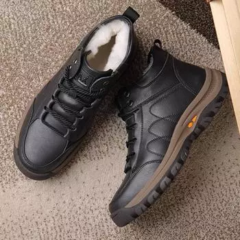 Новейшая мужская обувь, качественные кожаные кроссовки, мужские теплые зимние ботинки, шерстяные плюшевые меховые модные ботильоны, мужская повседневная обувь, зимняя обувь 44