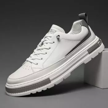Новейшая мужская обувь, модные кожаные кроссовки, мужские повседневные удобные уличные белые туфли на платформе, резиновые фирменные лоферы для мужчин 41