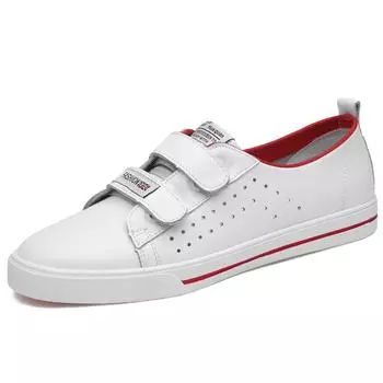 Новейшая мужская обувь с застежкой-липучкой из натуральной кожи, повседневная обувь для мужчин, дышащая, большого размера 36-47, спортивная мода, белые кроссовки 37