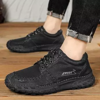 Новейшая мужская повседневная обувь ручной работы из нескользящей кожи для походов и треккинга, дышащие кроссовки, мокасины, удобная спортивная обувь 46