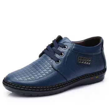 Новейшая повседневная обувь из натуральной кожи 2019 года, мужские удобные туфли-лодочки на шнуровке, весенняя дышащая обувь, коричневые мягкие туфли для вождения 6 синий