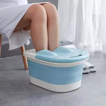 Новейшая складная ванна для ног Пластиковая переносная ванна для лечения ног Домашняя складная оздоровительная массажная ванна для ног синий