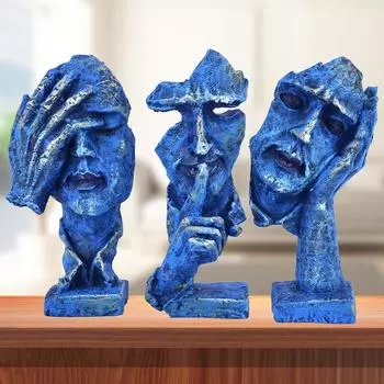 Новейшая смола Человеческое лицо с рукой на рту Выставочный экспонат с основанием для домашнего декора | Декоративные предметы для комнаты | Предметы домашнего декора