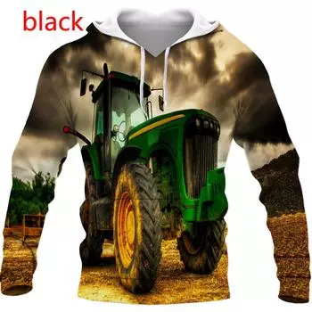 Новейшая толстовка с 3D принтом мультфильма «Трактор», забавная модная повседневная толстовка, пуловер, модные толстовки L