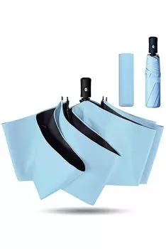 Новейшая УФ-складная ткань УФ-автоматическое складывание от теплового удара, складывание от солнца как для солнца, так и для удобства складывания [дизайн 2024 года, зонт с 8 костями, защита] синий