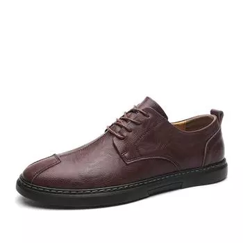 Новейшая весенняя мужская обувь, повседневные кожаные оксфорды, мужские шнурованные, модные, деловые, для отдыха лоферы, минималистичная обувь в британском стиле для мужчин 41