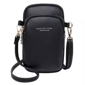 Новейшая женская однотонная сумка через плечо из искусственной кожи с несколькими карманами, кошелек для телефона коричневый