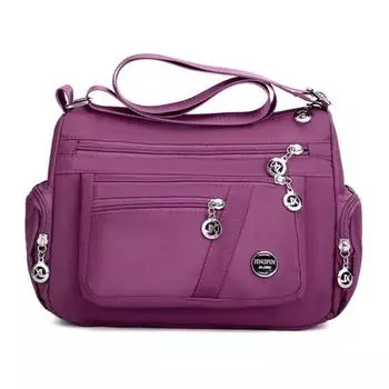 Новейшая женская однотонная сумка через плечо с несколькими карманами на молнии, холщовая сумка для хранения темно-синий