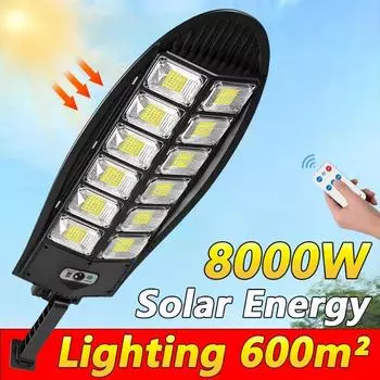 Новейшее обновление 8000 Вт Солнечные фонари Уличные мощные солнечные светодиодные фонари 3 режима дистанционного управления Уличный фонарь Датчик движения Солнечная лампа 788B-2