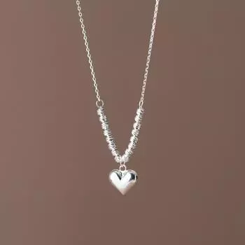 Новейшее ожерелье из серебра S925 пробы, корейская версия, темперамент, простые, глянцевые, ограненные бусины с любовью, милая цепочка на ключицу, подарок для девочек