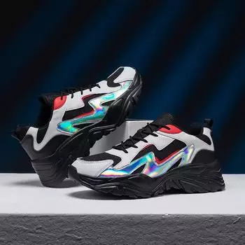 Новейшее поступление, черные мужские модные кроссовки для пар, удобные сетчатые туфли для папы, повседневные мужские низкие толстые кроссовки для мужчин Zapatillas Hombre 35