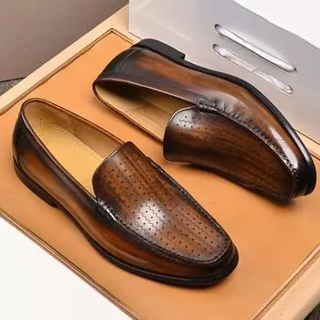 Новейшие 2024 года мужские туфли для вождения из натуральной кожи, суперкачественные удобные мужские повседневные мокасины из воловьей кожи, лоферы 6 чёрный