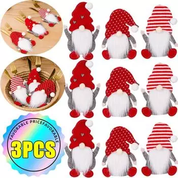 Новейшие 3/2/1 шт рождественские держатели для столовых приборов сумки рождественские держатели для ложек карманы наборы ножей вилок сумки столовые приборы домашний декор Новый год 2025 1PC