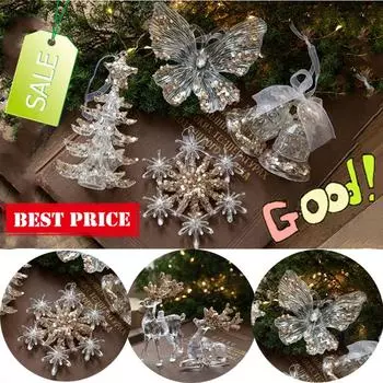 Новейшие акриловые хрустальные елочные украшения, подвесные снежинки, сосульки, рождественские украшения для дома, рождественские подарки