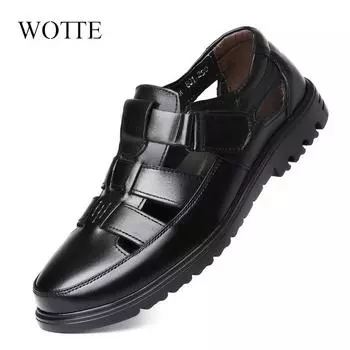 Новейшие летние мужские сандалии, удобные, полые, нескользящие, мягкие, легкие, дышащие, универсальные, носимые, модные, рабочие туфли, повседневные, кожаные сандалии 39