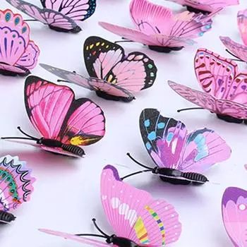 Магнитные 12 шт. 3D бабочки настенные наклейки магнит ПВХ бабочки вечеринка спальня украшение на холодильник 12pcs разноцветный
