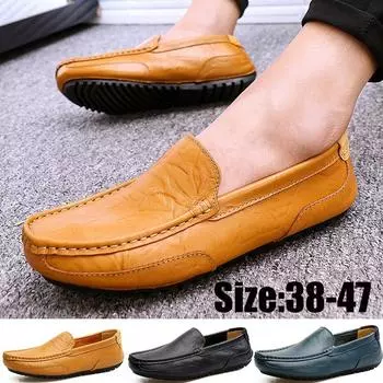 Новейшие модные повседневные туфли-лодочки, мужская обувь для вождения автомобиля, обувь большого размера 38-47 38 чёрный