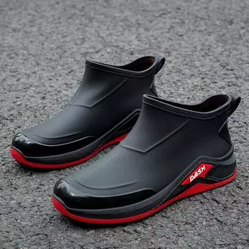 Новейшие мужские дождевые ботинки для активного отдыха, водонепроницаемые нескользящие резиновые сапоги, мужские повседневные туфли на плоской подошве, резиновые сапоги для мужчин, утепленные садовые галоши 43