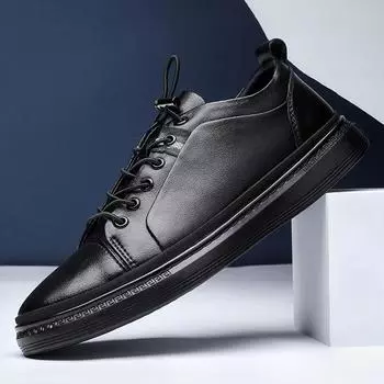 Новейшие мужские кроссовки из натуральной кожи черного цвета для отдыха, мужская обувь для прогулок, повседневные мужские туфли на плоской подошве, удобная обувь класса люкс, дизайн, новейшее поступление 39