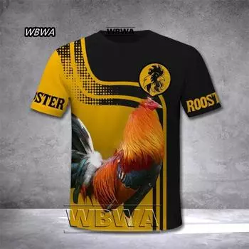 Новейшие популярные футболки с принтом животных Петух 3D для мужчин и женщин 2XS