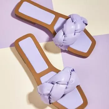 Новейшие популярные женские тапочки летние на открытом воздухе винтажные фиолетовые туфли с квадратным носком на плоской подошве повседневные пляжные шлепанцы Shoeskf65 35 чёрный