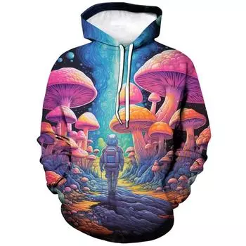 Новейшие Растения Гриб Камуфляж Смешная Толстовка 3D Печать Толстовки Повседневные Толстовки Мужская Женская Одежда Повседневная Одежда с Капюшоном S