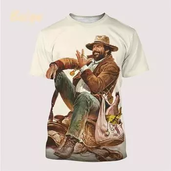 Новейшие топы Bud Spencer Terence Hill с 3D-принтом, футболка Harajuku с круглым вырезом, повседневная футболка с коротким рукавом, модная летняя мужская одежда S