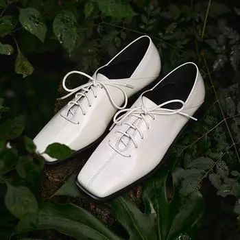 Новейшие туфли-лодочки из натуральной кожи на шнуровке, женская обувь, весенние удобные повседневные туфли-лодочки на низком каблуке, офисная женская обувь 2025 года, женская обувь 34 чёрный