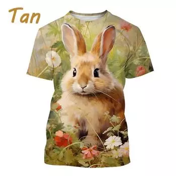 Новейшие забавные милые и классные футболки с 3D-принтом кролика для мужчин и женщин с коротким рукавом, свободные футболки Harajuku, топы, детская одежда 4XL