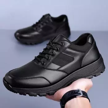 Новейшие зимние теплые кожаные ботинки мужские хлопковые туфли плюс флисовые кроссовки повседневные шерстяные кожаные ботинки удобные мужские туфли для подъема 39