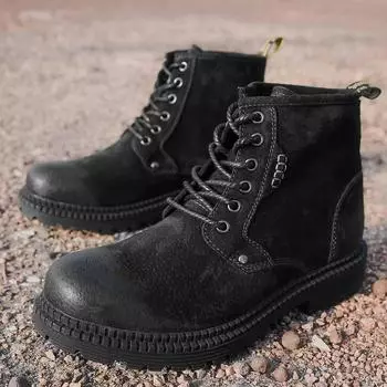 Новейшие зимние теплые мужские зимние ботинки из натуральной кожи и замши, осенние мужские ботинки, повседневные мужские классические черные кроссовки, размер 38-46 44