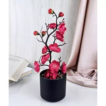 Новейший 1 шт. Искусственное дерево бонсай с цветущей вишней в деревянном горшке для домашнего декора, гостиной