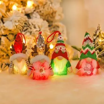 Новейший 4-1PC светящийся гном рождественский безликий кукла веселое рождественское украшение для дома Navidad Natal подарки новогодний ночник 2025 1PC