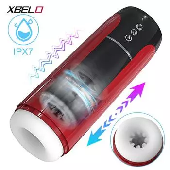 Новейший автоматический мужской мастурбатор с внутренней телескопической вибрацией, минет, мастурбационная чашка, секс-игрушки для мужчин, товары для взрослых, водонепроницаемый IPX7 FJB16-Red-3.5cm