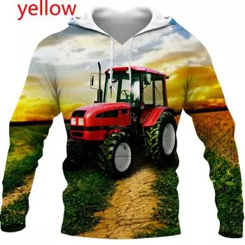 Новейший мультфильм трактор 3D печатный худи смешной модный повседневный свитшот пуловер S