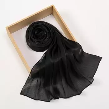 Новейший шиммерный жатый шифон хиджаб шаль головные уборы женский однотонный мусульманский хиджаб фуляр головной платок Малайзия тюрбан повязка на голову