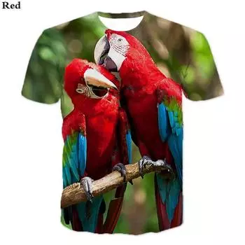Новейший стиль, мода, женская/мужская, 3D-принт, домашнее животное, попугай, повседневная футболка, рубашка для пары S